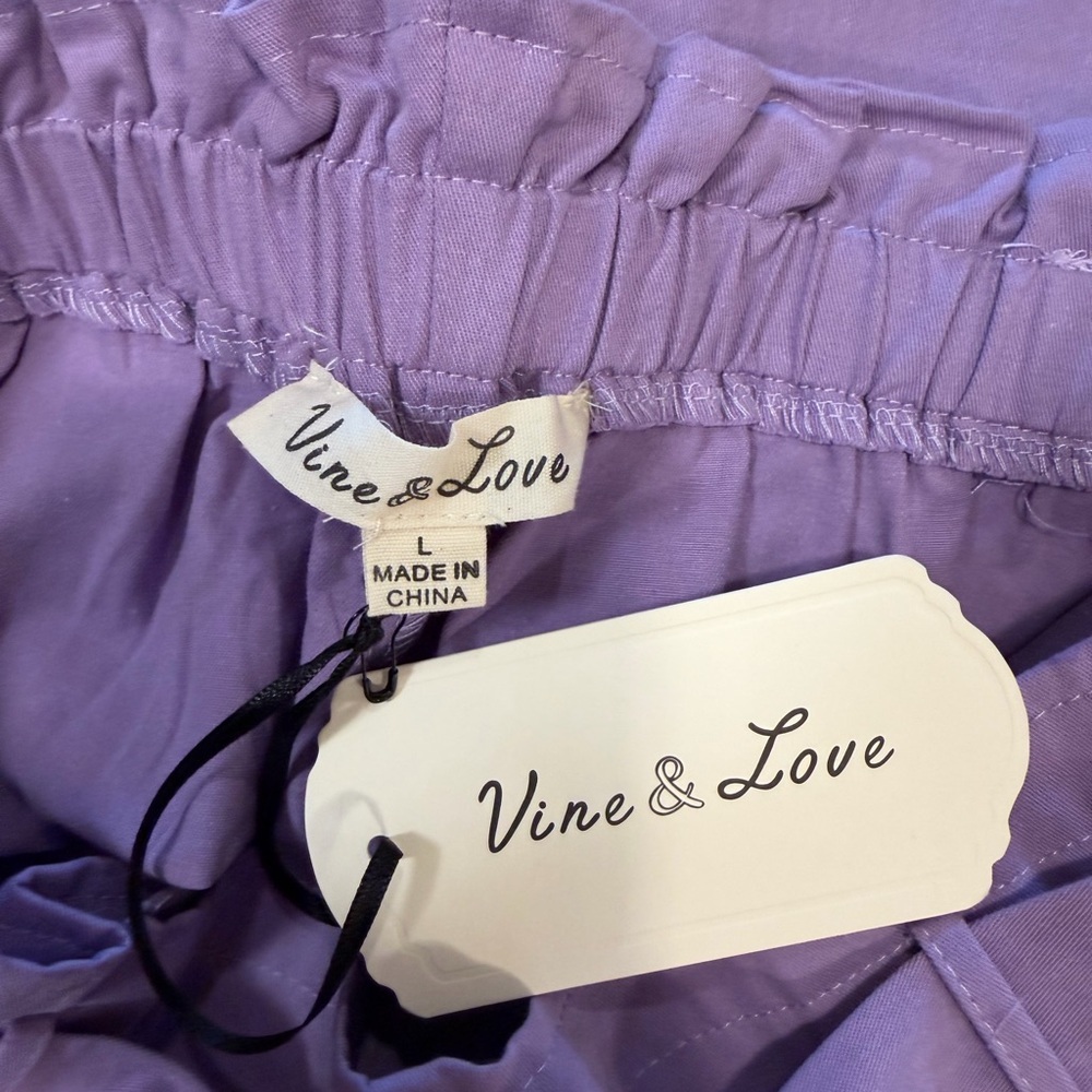 Vine & Love Tie Waist Shorts Size Large Lavender Side Pockets High Waist NEW - Picture 6 of 7